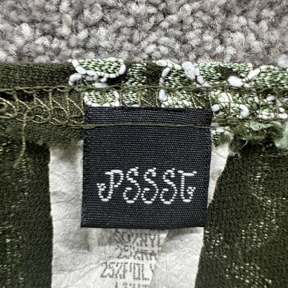 PSSST Womens Floral Lace Tank Top Olive Green Sleeveless Y2K Made in USA Large - Picture 3 of 7